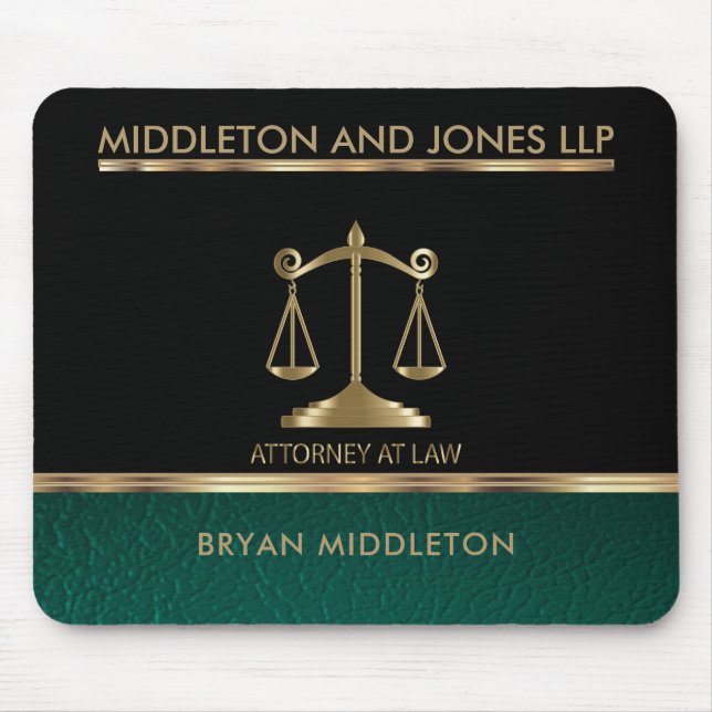 Black and Green Leather Law Firm Designs Mouse Mat (Front)