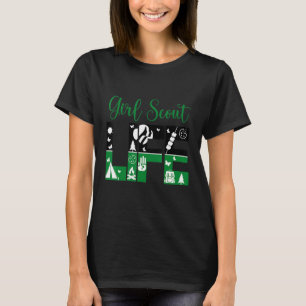 Black And Green Life Scout For Girls Cookie Campin T-Shirt