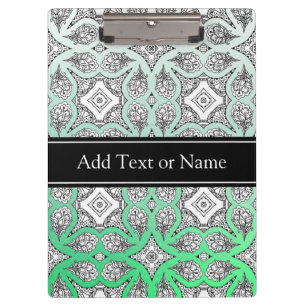 Black and Green Mandala Zen  Personalised Clipboard