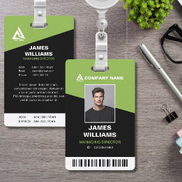 Black and Green Minimalist Modern Barcode Name ID ID Badge
