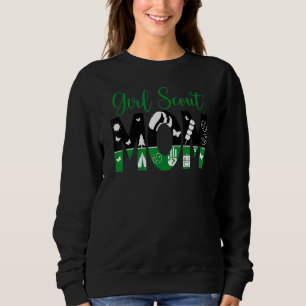 Black And Green Mum Scout For Girls Cookie Camping Sweatshirt