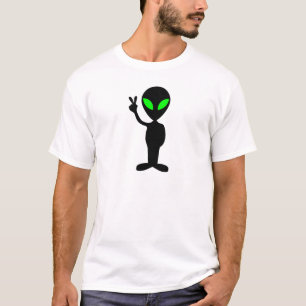 Black and Green Peaceful Alien T-Shirt