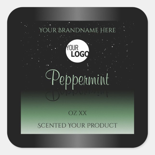 Black and Green Product Labels Soft Glitter Logo (Front)