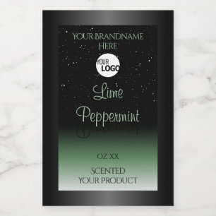 Black and Green Product Labels Soft Glitter Logo