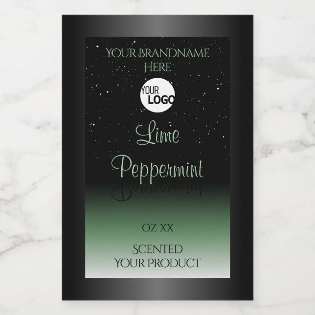 Black and Green Product Labels Soft Glitter Logo (Single Label)