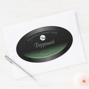 Black and Green Product Labels Soft Glitter Logo
