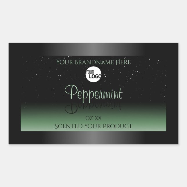 Black and Green Product Labels Soft Glitter Logo (Front)
