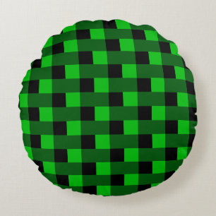 Black and Green Round Pillow