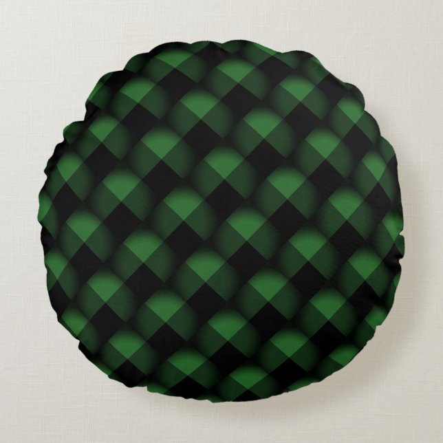 Black and Green Round Pillow (Front)