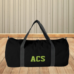 Black and Green School Colours with Letters Duffle Bag