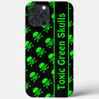 Black and Green Skull Pattern Case w/ Custom Text