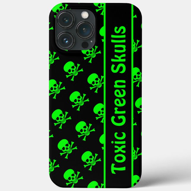 Black and Green Skull Pattern Case w/ Custom Text (Back)
