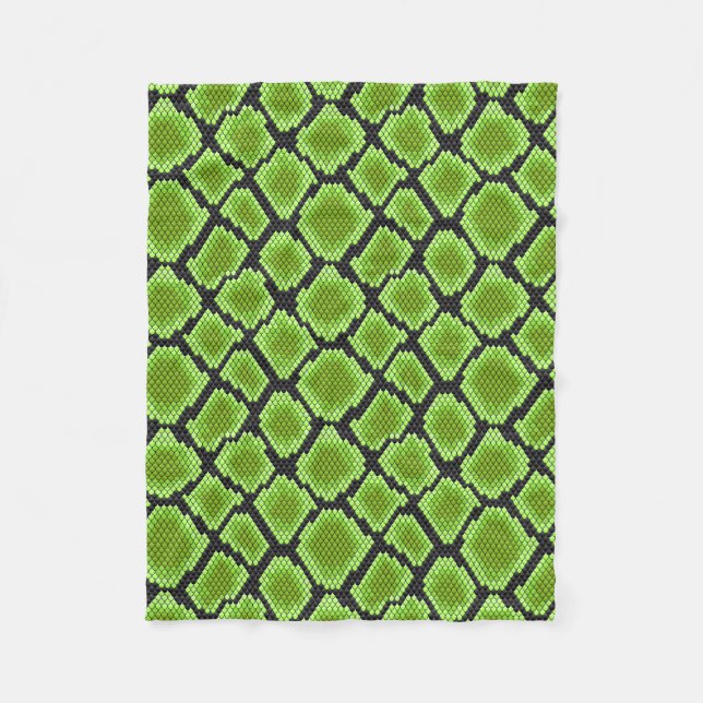 Black and Green Snakeskin Fleece Blanket (Front)