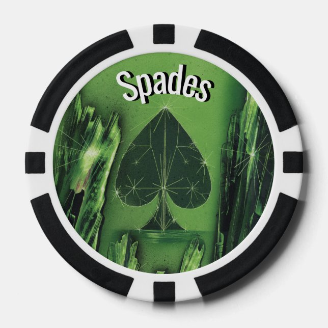 Black and Green Spade Poker Chip (Front)