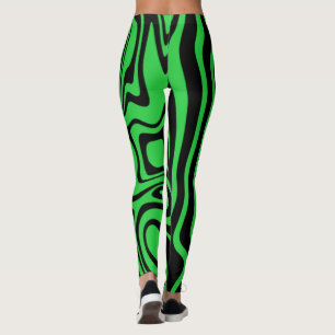 Black and Green Striped Leggings - Choose Colour