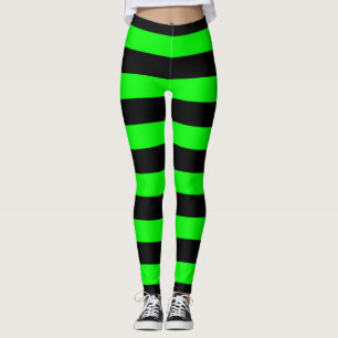Black and Green Striped Witches Stockings Leggings