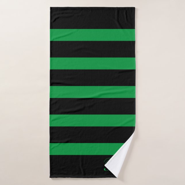 Black and green stripes pattern bath towel set (Bath Towel)