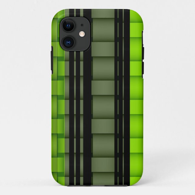 Black and green stripes retro graphic design 2 Case-Mate iPhone case (Back)