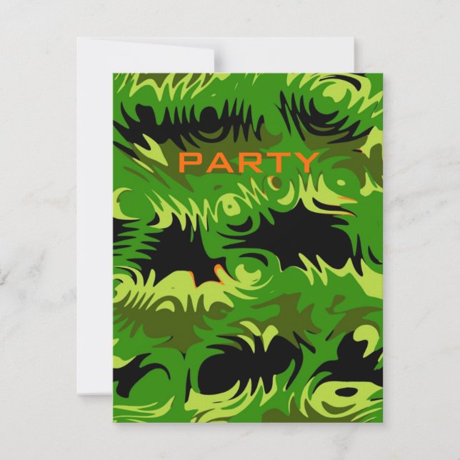 Black and Green Teen Boys Custom Party Invitation (Front)