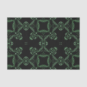 Black and Green Vintage Baroque Pattern Tissue Paper