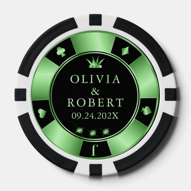 Black and green wedding poker chips (Front)