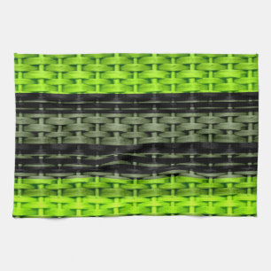 Black and green wicker art graphic design 2 tea towel