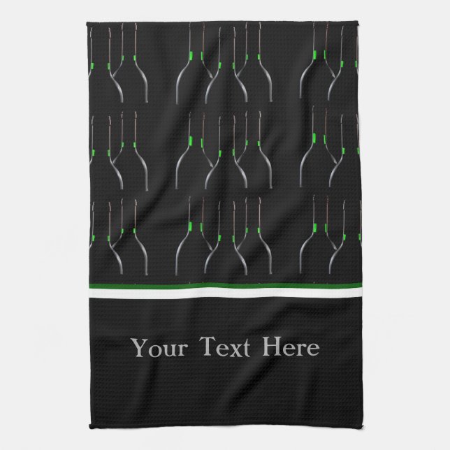 Black and Green Wine Bottle Bar or Kitchen Towel (Vertical)