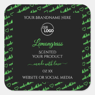 Black and Green Word Cloud Product Labels Add Logo