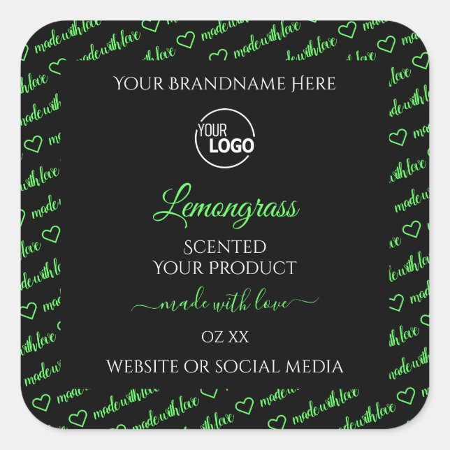 Black and Green Word Cloud Product Labels Add Logo (Front)