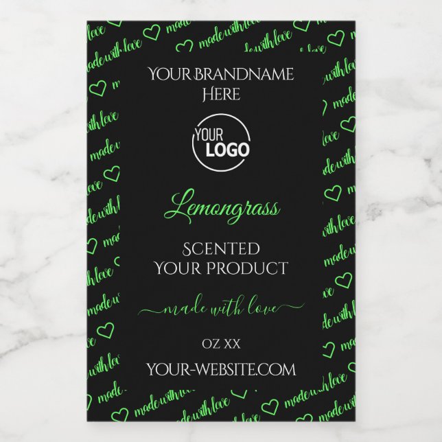 Black and Green Word Cloud Product Labels Add Logo (Single Label)