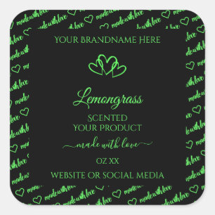 Black and Green Words Cloud Product Labels Hearts