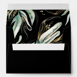 Black and Greenery Mixed with Gold Envelope