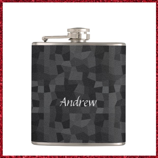 Black and Grey Abstract Geometric Hip Flask (Creator Uploaded)