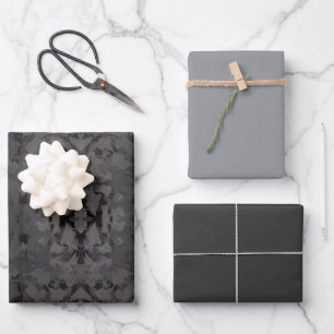 Black And Grey Abstract Graphic Art Design Wrapping Paper Sheet