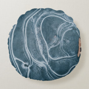 Black and grey abstract painting round cushion