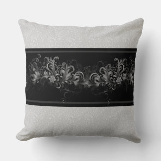 Black and Grey Abstract Throw Pillow