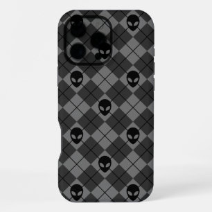 Black and Grey Alien Argyle Pattern iPhone 16 Pro Max Case