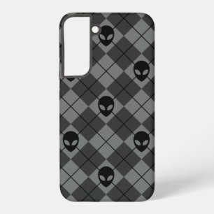 Black and Grey Alien Argyle Pattern Samsung Galaxy Case