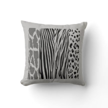 Black And Grey Animal Print Embossed Pillow
