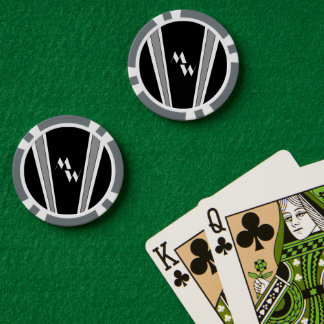 Black And Grey Art Deco Design Monogrammed Poker Chips