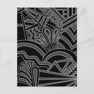 Black and Grey Art Deco Design. Postcard