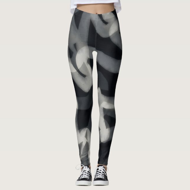 Black and Grey Art Leggings (Front)
