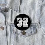 Black and Grey Athlete Jersey Number 7.5 Cm Round Badge<br><div class="desc">Cheer on your favourite sports team, football player or just show off your school pride with a custom personalised spirit button! Personalise with a player's jersey number or other custom text. Perfect for football, basketball, baseball and soccer games! Create custom pins for the whole team, cheerleaders, parents and siblings to...</div>