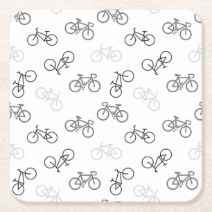 Black and Grey Bikes Square Paper Coaster