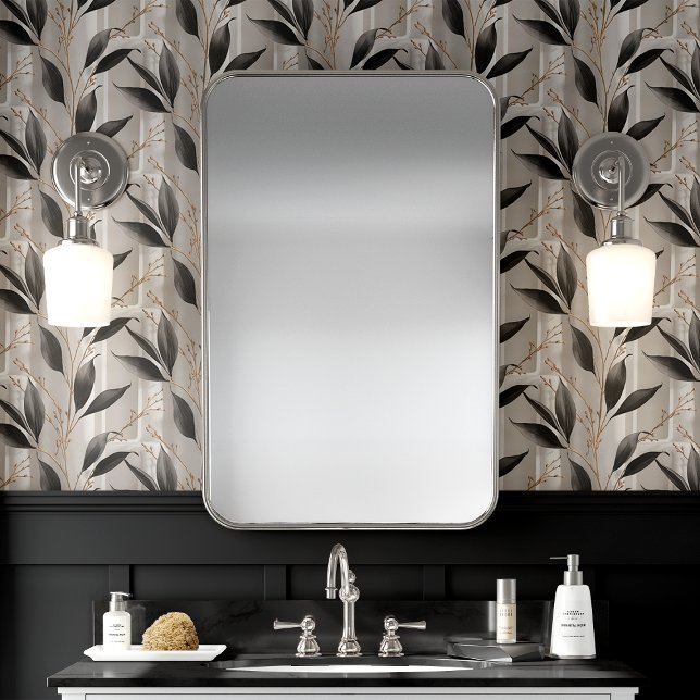 Black and Grey Botanical Leaf Wallpaper (Creator Uploaded)