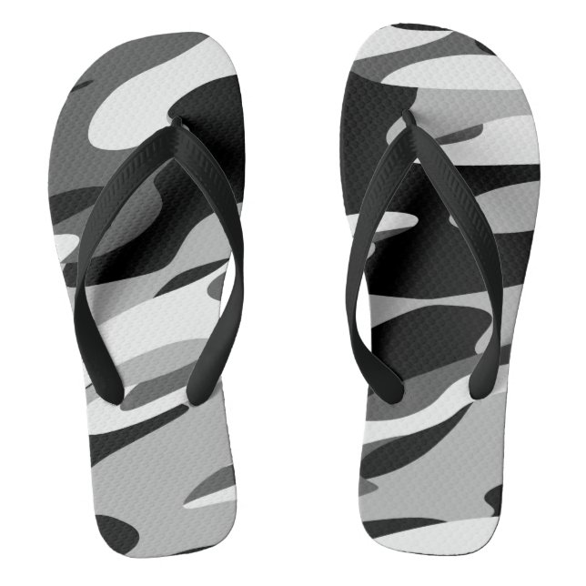 black and grey camo abstract flip flops (Footbed)