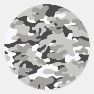 Black and Grey Camo Design Classic Round Sticker