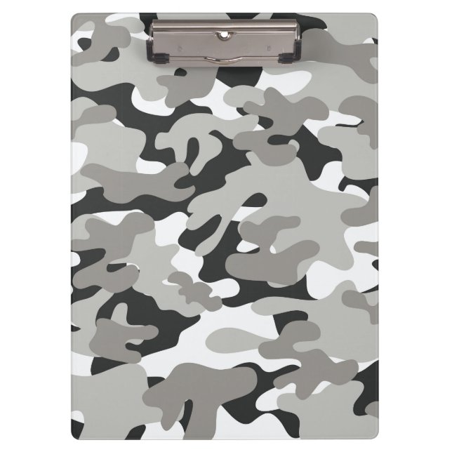 Black and Grey Camo Design Clipboard (Front)