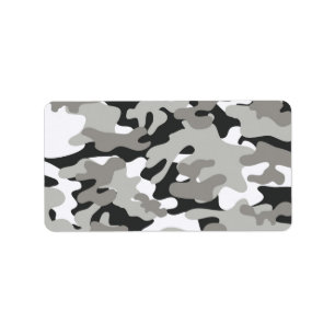 Black and Grey Camo Design Label