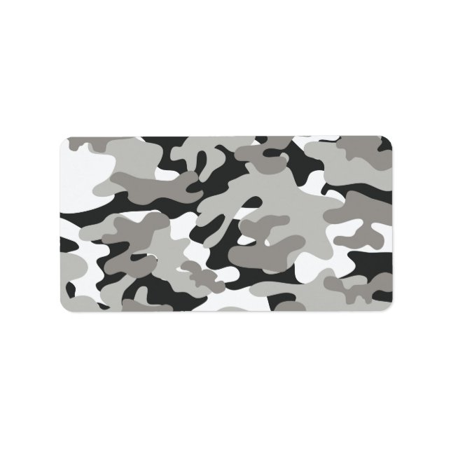 Black and Grey Camo Design Label (Front)